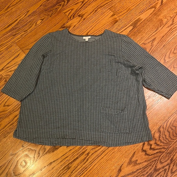 Ponte Woman’s Short Sleeve Blue & Gray Sweater Size 3X - Picture 1 of 5